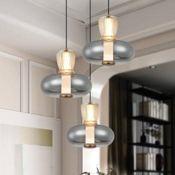 LED lógó lámpa Sire, Ø 42 cm füst/bronz fém/üveg 3 izzós. kép