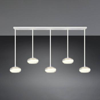 LED lógó lámpa Tarsia, matt fehér, hossza 161 cm, üveg, 5 izzós. kép