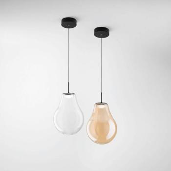 LED lógó világítás Noa, borostyán, üveg, Ø 25 cm, CCT, dimmelhető kép