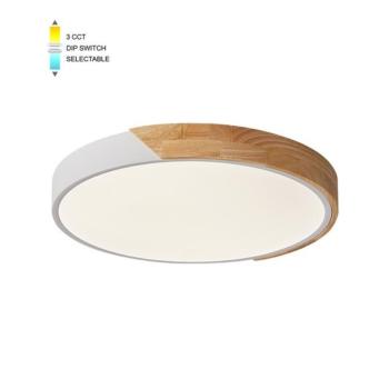 LED mennyezeti kerek lámpatest FINESSE R2-45 φ500*H50 45W 3xCCT-DIP SWITCH fehér+fa 2026220 VITO kép