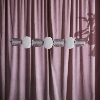 LOOM DESIGN LED lógó lámpa Pearl 7, szürke/króm, üveg, 110 cm kép
