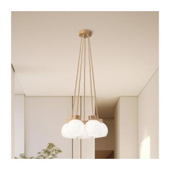 LOOMIS zsinóros csillár, 5×E27/15 W/230 V, 83 cm, bézs/tölgy LM-5.315/A kép