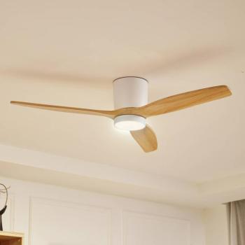 Lucande Faipari LED mennyezeti ventilátor, világos fa, DC, 132 cm kép