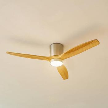 Lucande Faipari LED mennyezeti ventilátor, nikkel/fa, DC, 132 cm kép
