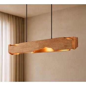 Lucande Tarry lógó világítás, fa, hossza 110 cm, E27