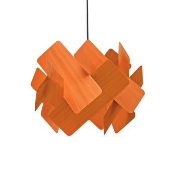 LZF Escape függő lámpa, narancssárga/nikkel színű, Ø 30 cm, fa kép