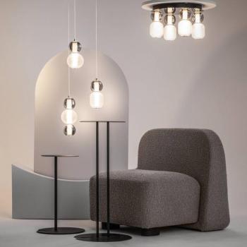 Maytoni LED mennyezeti lámpa Csepp, króm, Ø 43 cm, 4-lámpás, üveg kép
