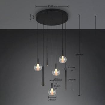 Melaro LED lógó lámpa, Ø 59 cm, fekete, fém/üveg, CCT, 7 izzós kép
