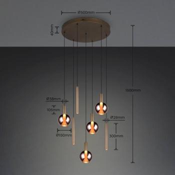 Melaro LED lógó lámpa, Ø 59 cm, platina, fém/üveg, CCT, 7 izzós kép