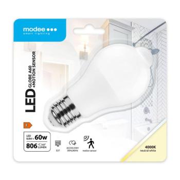 Modee LED Smart (PIR érzékelő) Globe (Gömb) A60 8,8W E27 200° 4000K (806lm), CRI>80, természetes fehér, IP20 kép