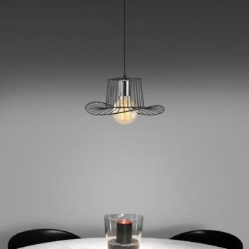 Modern fekete csillár, 30 cm átmérő, állítható magasság 110 cm | Fém ház, E27 Socket Max 40W, IP20 | Stílusos világítás otthoni és irodai használatra, elegáns, egyszínű dizájn, minden térbe tökéletes kép
