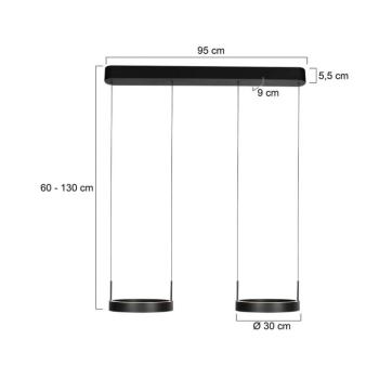 Mykty LED lógó lámpa, fekete, hossza 95 cm, fém, 4 izzós. kép