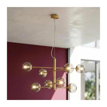 Ondaluce - ELISEO kábelen függesztett csillár 8xE14/10W/230V Ø97 cm arany/füstös bézs SO.ELISEO/8-ORO kép