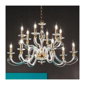 Ondaluce - Láncos csillár 1306 12xE14/10W/230V átm. 100 cm arany/átlátszó LP.1306/12 kép