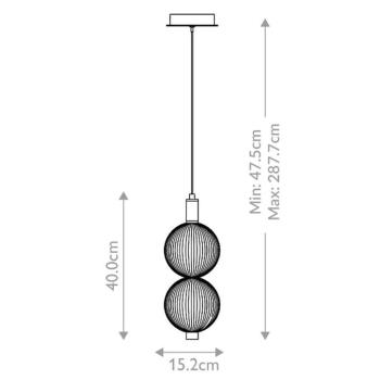 PALMAS LED lógó lámpa, arany/füstszürke, Ø 15 cm, 2 izzós, üveg kép