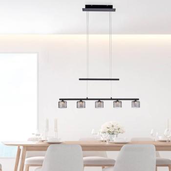 Paul Neuhaus Hydra LED-es függőlámpa, fekete, üveg, 80 cm kép