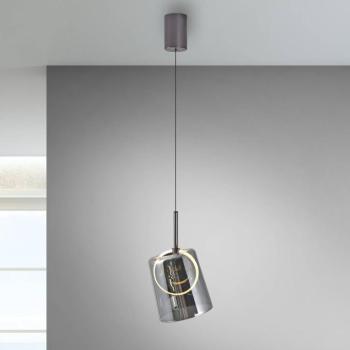 Paul Neuhaus LED-es függőlámpa Zula, füstszürke, Ø 15 cm, üveg kép