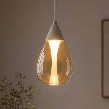 Pear LED lógó világítás, 1 izzós, bézs, borostyánszínű üveg, 3 000 K kép