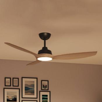 Philips Olas LED-ventilátor, Ø132 cm, fa/fekete, CCT, DC kép