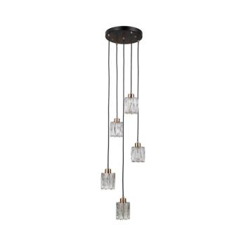 PND-40813-5R-BK-HBR - Kábellel függesztett csillár TORNO 5xE14/40W/230V fekete/arany PND-40813-5R-BK-HBR kép
