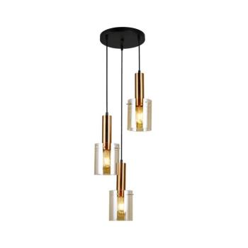 PND-5581-3A-BRO+AMB - Csillár zsinóron SARDO 3xE27/40W/230V fekete/réz PND-5581-3A-BRO+AMB kép