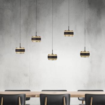 PURE Falling Rings LED lógó lámpa, fekete, hossza 101 cm, 5 izzós kép