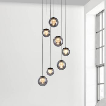 PURE Popup LED lógó lámpa, szürke/füstös szürke, Ø 40 cm, 7 izzós kép