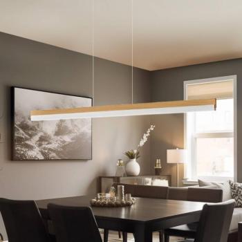 Quitani Keijo LED-es függesztett lámpa, nikkel/tölgy, 143 cm kép