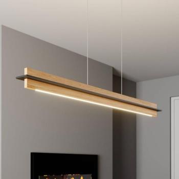 Quitani LED-es függőlámpa Lexa, tölgy/fekete, hossza 118 cm kép