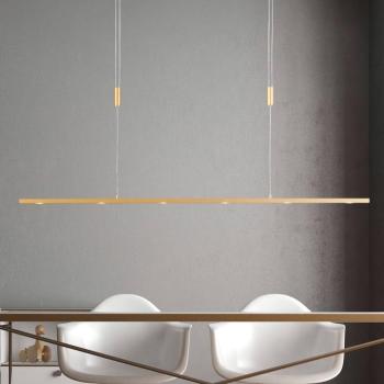 Quitani LED függő lámpa Tolu, hossza 119 cm, sárgaréz kép