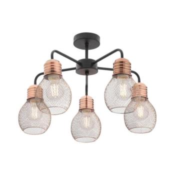 Redo 01-1577 - Csillár rúddal EDISON 5xE27/42W/230V átmérő 53 cm fekete/réz 01-1577 kép