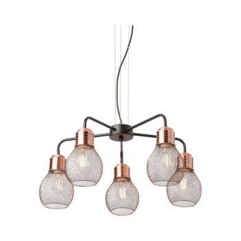 Redo 01-1580 - EDISON függőlámpa kábelen, 5xE27/42W/230V, Ø 53 cm, fekete/rézszínű 01-1580 kép