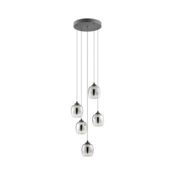 Redo 01-3488 - LED fényerőszabályozható kábeles függeszték KHADI 5xLED/5,2W/230V fekete/füstszínű 01-3488 kép