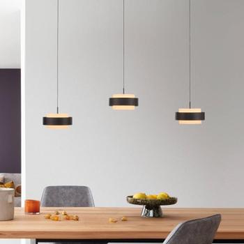 Schöner Wohnen Elmo LED lógó lámpa, fekete, üveg, 3 izzós kép