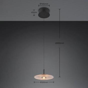 Sirena LED függő lámpa, fekete/borostyánsárga, Ø 20 cm, üveg, CCT kép