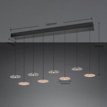 Sirena LED lógó lámpa, fekete/borostyánsárga/füstös, 167 cm, üveg, 8 izzós kép