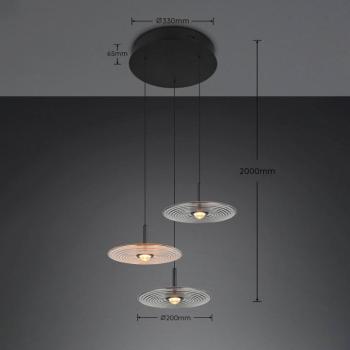 Sirena LED lógó lámpa, fekete/borostyánsárga/füstös, Ø 41 cm, üveg, 3 izzós kép