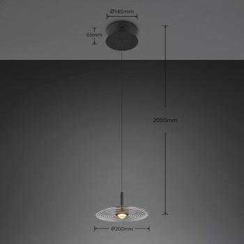 Sirena LED lógó lámpa, fekete/füstös szürke, Ø 20 cm, üveg, CCT kép