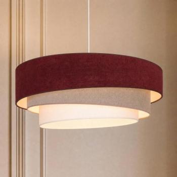 Trio függő lámpa, sötétvörös/bézs, Ø 60 cm, textil, E27 kép