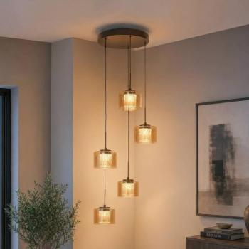 „Tumblers” LED lógó világítás, 5 izzós, kerek, bronz, üveg, 3 000 K kép