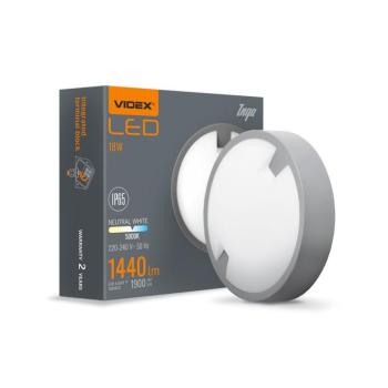 Videx Inga 18 W-os ø220 mm kör alakú natúr fehér antracit színű mennyezeti lámpa IP65-ös védettségű kép