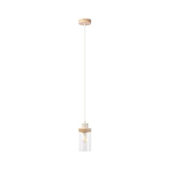 WOODNEST zsinóros függőlámpa 1xE27/15W/230V, fenyő/krémszín W-KM 1015/1 SAND+TR kép