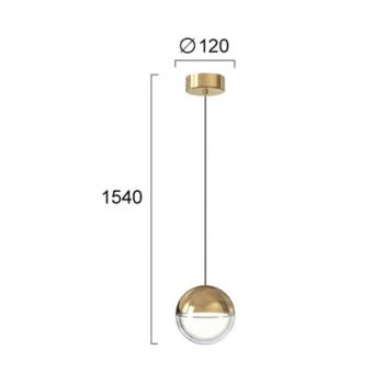 Zirea LED függő lámpa, arany színű, Ø 12 cm, fém kép