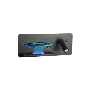 08288L-LED fali lámpa polccal, USB-vel és vezeték nélküli töltővel, LED/3W 08288L kép