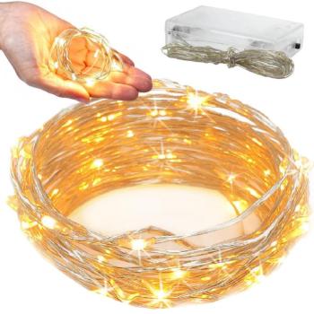 100 LED fénysor, elemes, 10 m, meleg szín kép