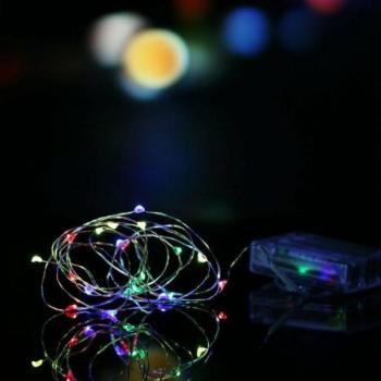 10m-es microLED elemes karácsonyi fényfüzér, 100LED-es, színes kép