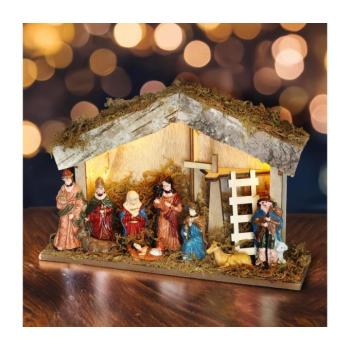 SOLIGHT LED világító fa betlehem, 26×17 cm, 6×LED, 2×AA kép