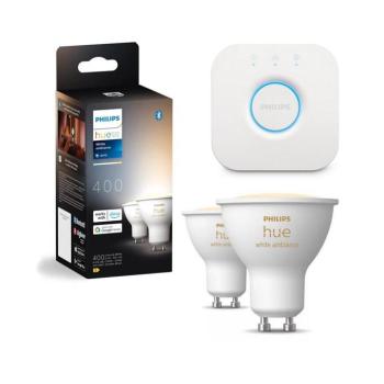 2 darabos szett: dimmelhető Philips Hue White Ambiance GU10/4,2W/230V LED izzó + Hue Bridge P6173+P1408 kép