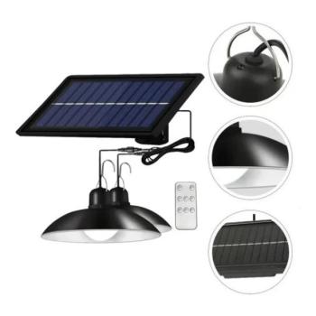 2 db-os napelemes függőlámpa szett, energiatarékos kültéri világítás kép