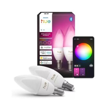 2 db-os szett LED RGBW dimmelhető izzó Philips Hue WACA B39 E14/3,7W/230V 1000-20000K 8721103099303 kép